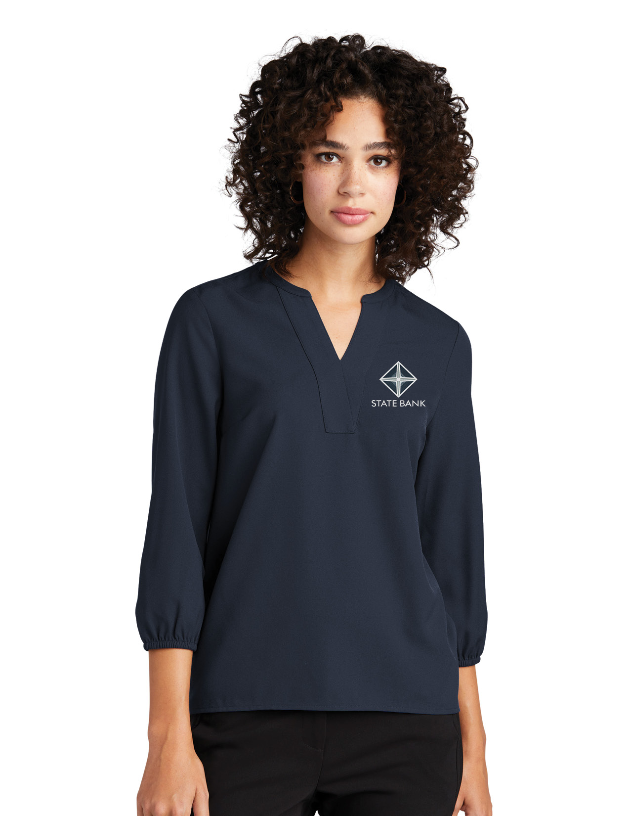 Women's Stretch Crepe 3/4-Sleeve Blouse
