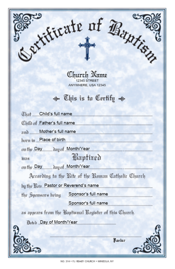 Remey Baptism Certificate