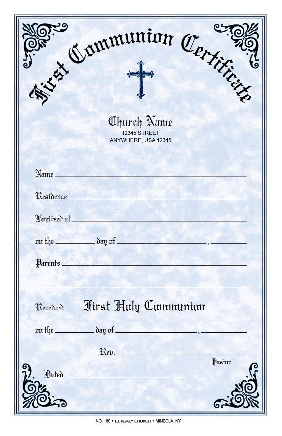 First Communion Certificate