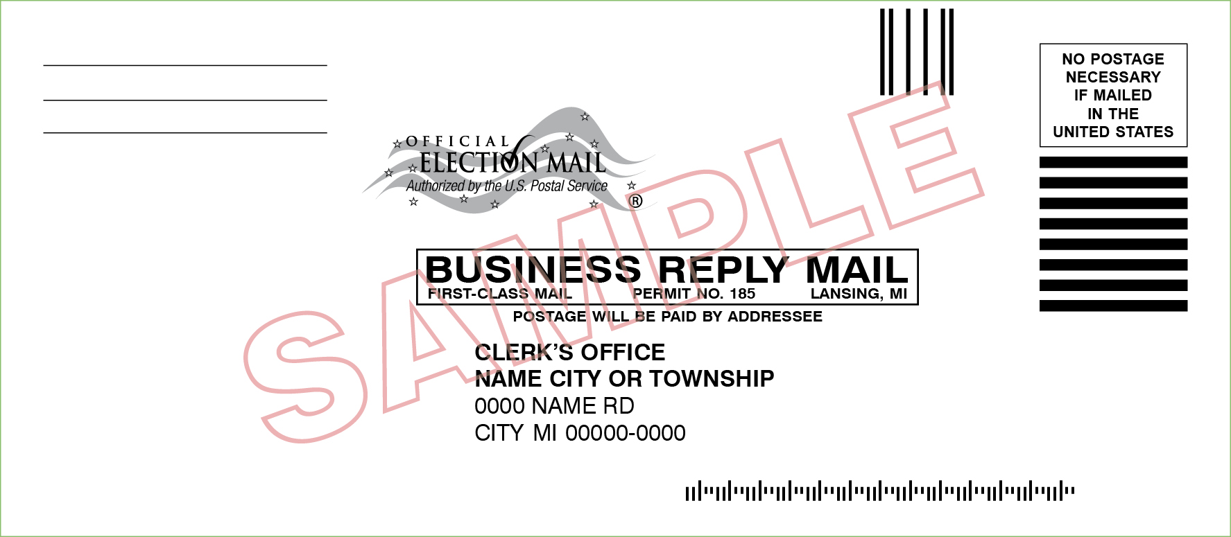 #9 Regular Business Reply Envelopes (for AV Applications) With State