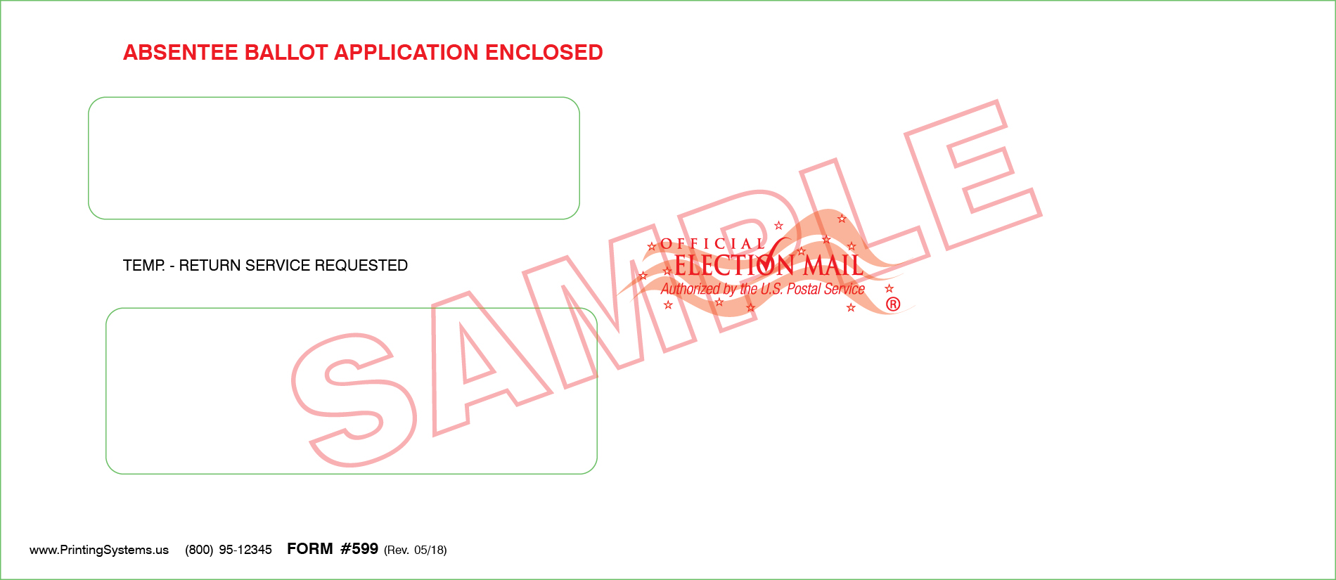 599 #10 Dbl Window Envelope for AV Applications.- Stock