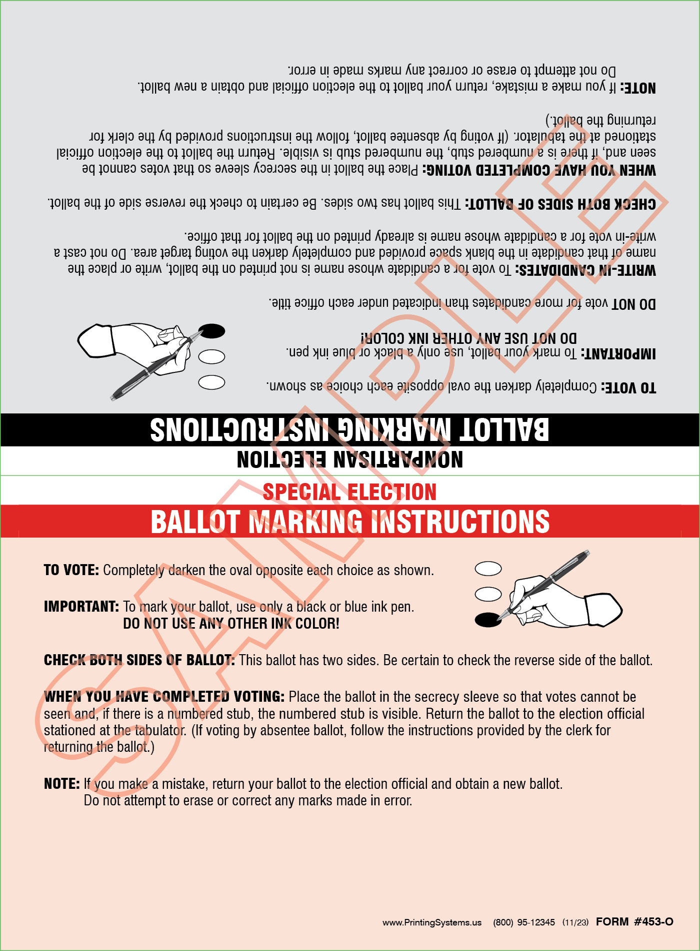 Printing Systems · 453-O 4 in 1 Horizontal Ballot Instruction Cards ...