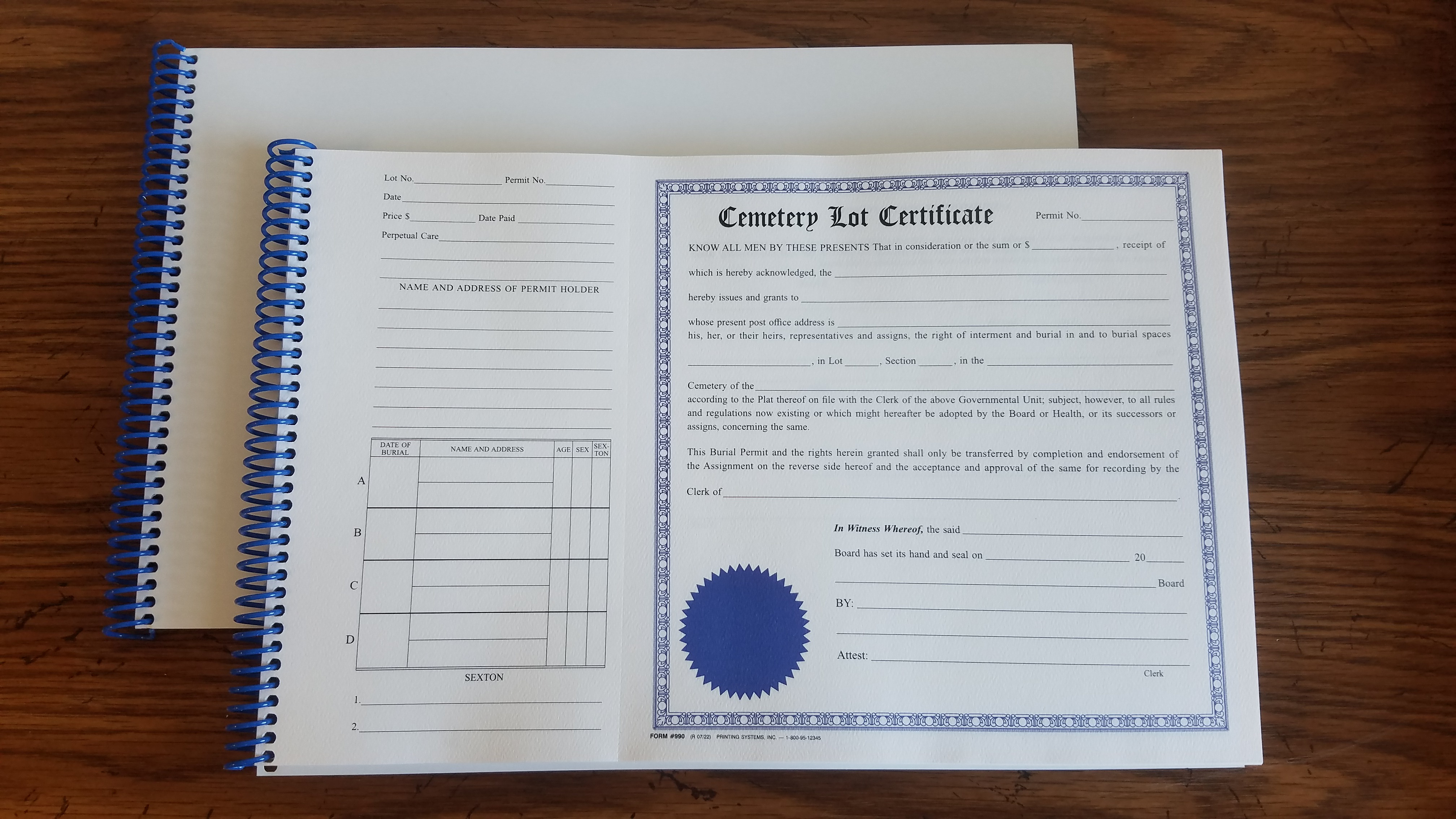 Cemetery Lot Certificate