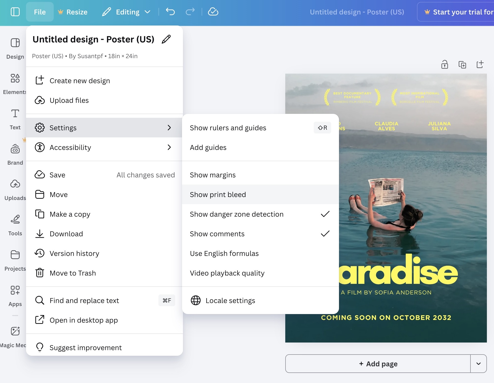 Canva Project for Print Selections to make in Canva to prepare a project to be printed professionally