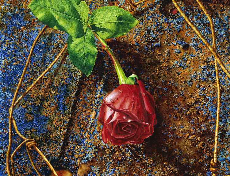 Crimson and Corrosion Watercolor Print