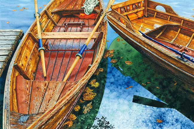 Lets Row watercolor print