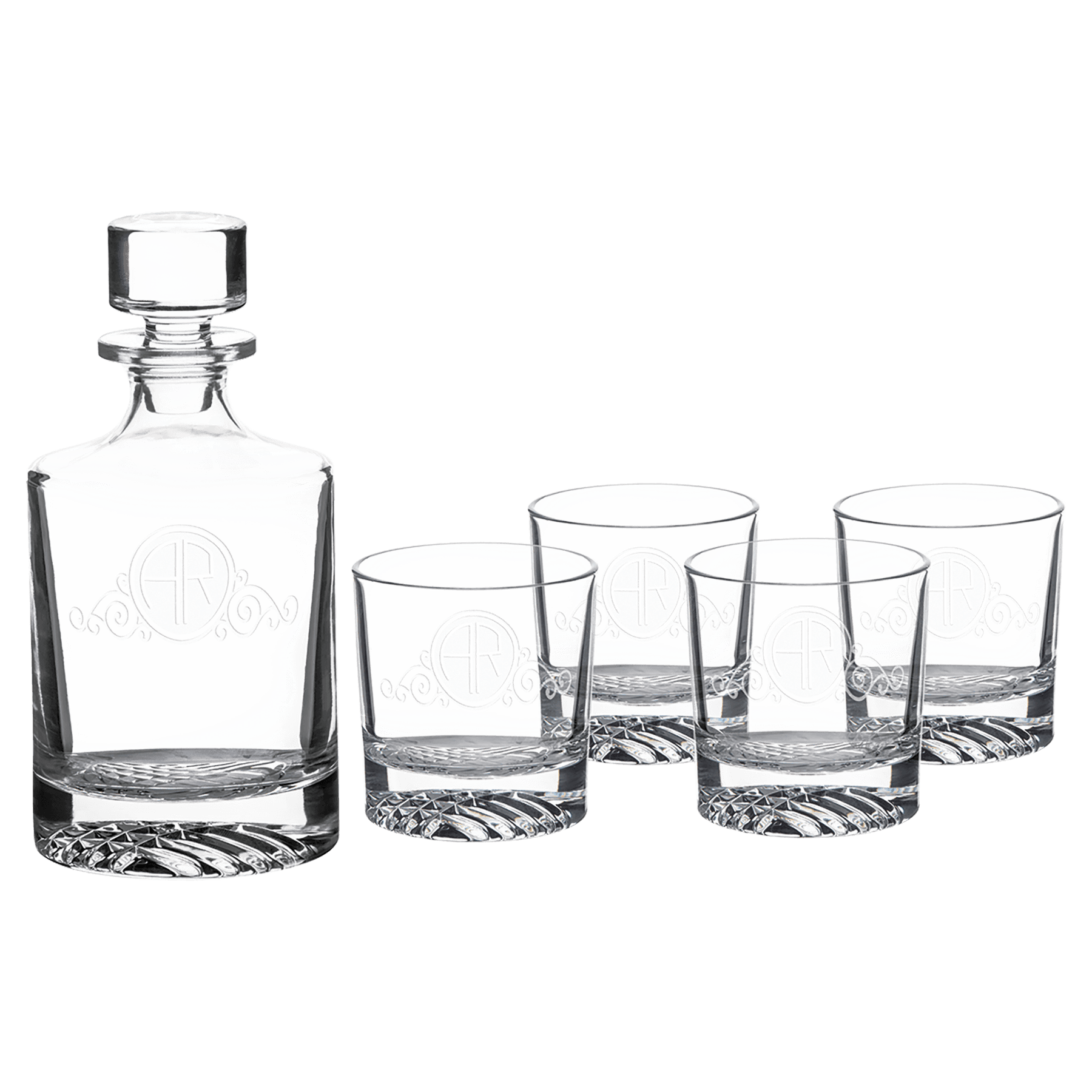 Round Whiskey Set with Four Glasses Round Whiskey Set with Four Glasses