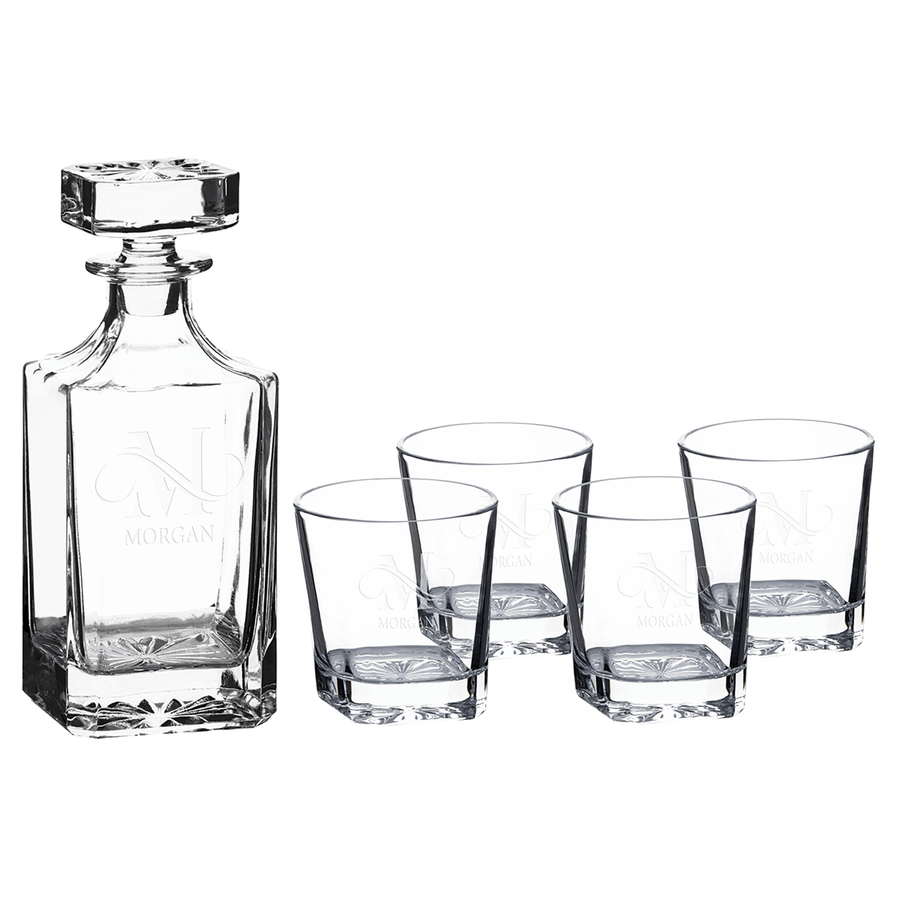 Square Glass Decanter Set with four glasses Square Glass Decanter Set with four glasses