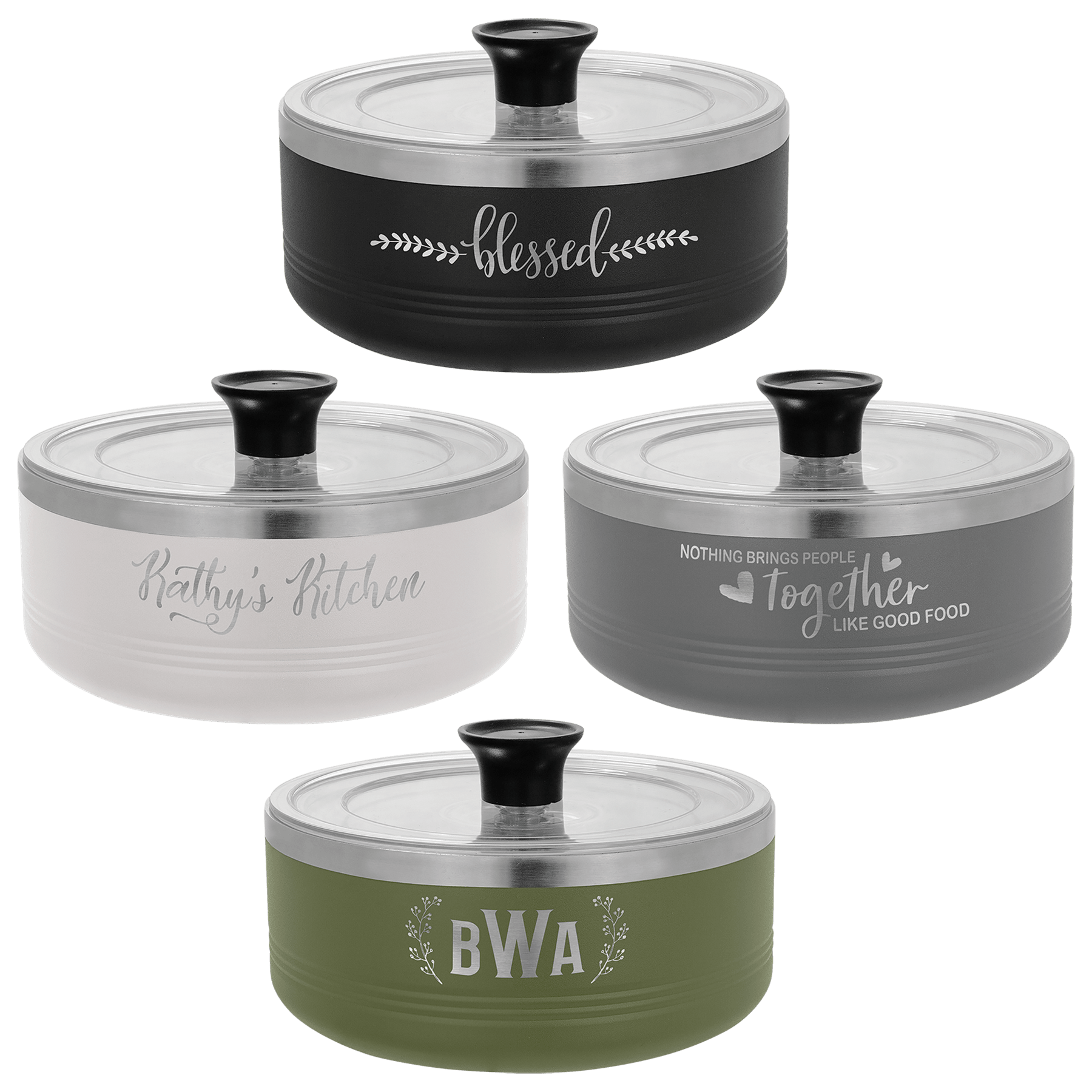 Custom Engraved 1 1/4 Quart Serving Bowl with Lid Custom Engraved 1 1/4 Quart Serving Bowl with Lid
