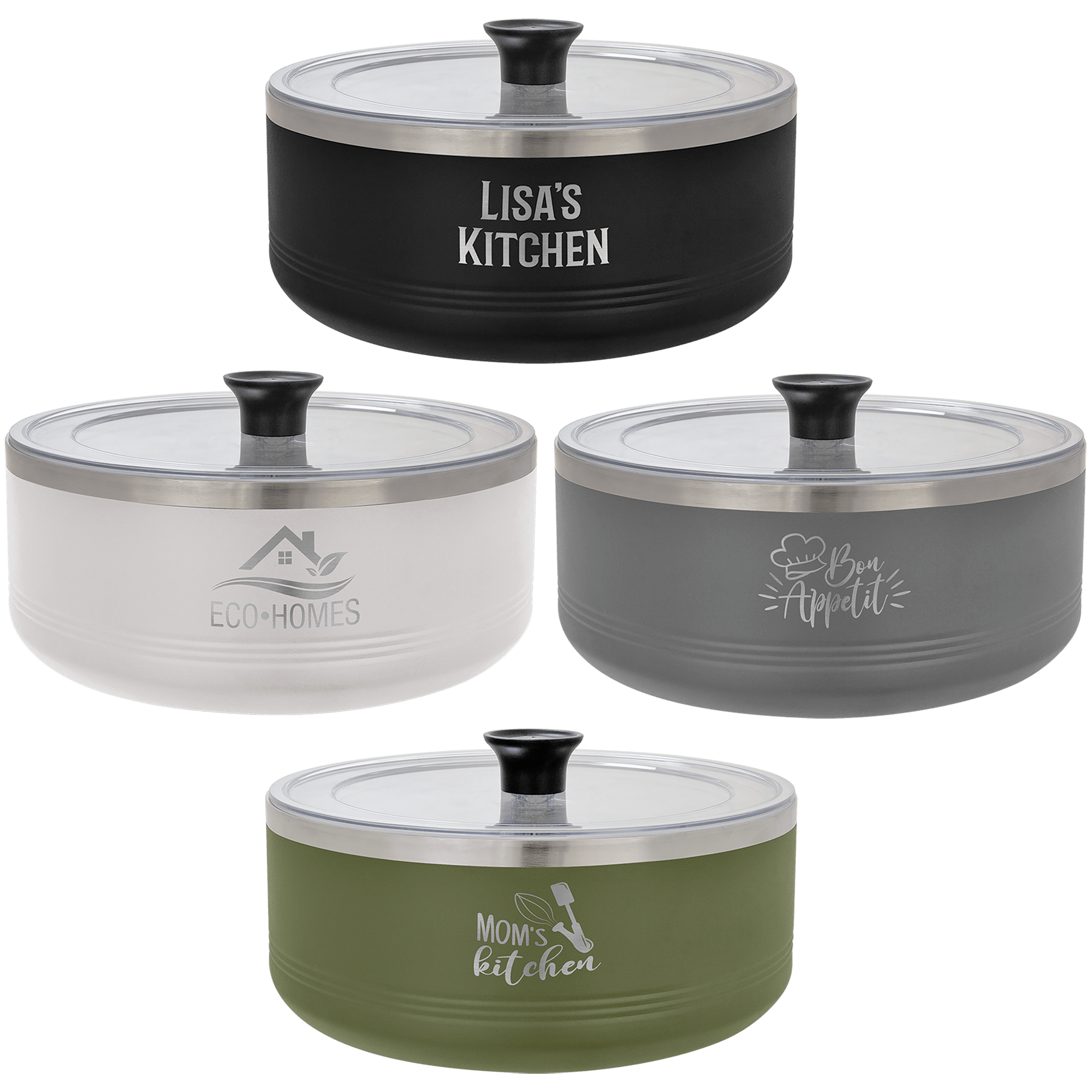 Custom Engraved - 3 Quart Serving Bowl with Lid
