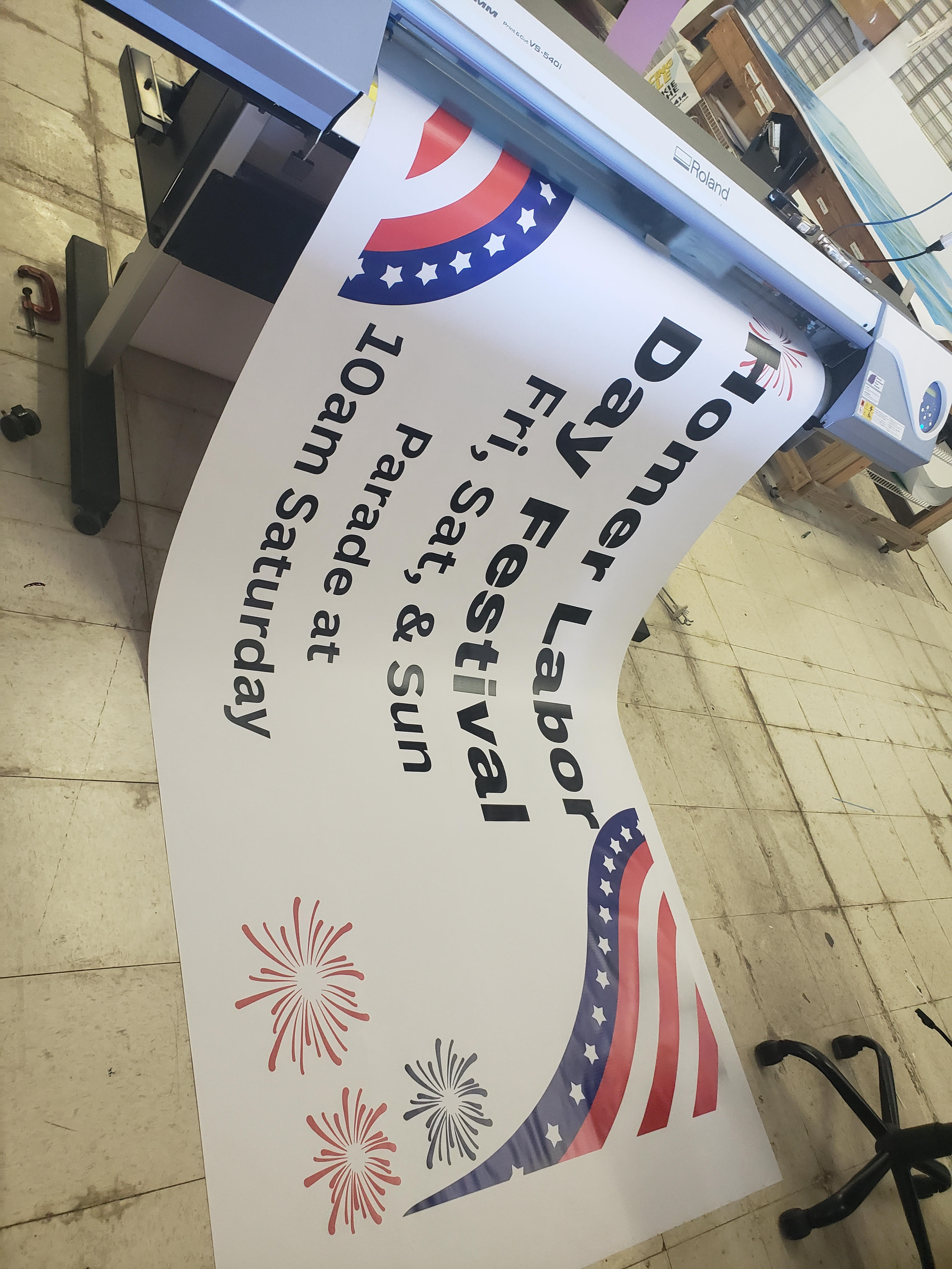 Homer's Labor Day Festival advertised with banners by Pak and Print