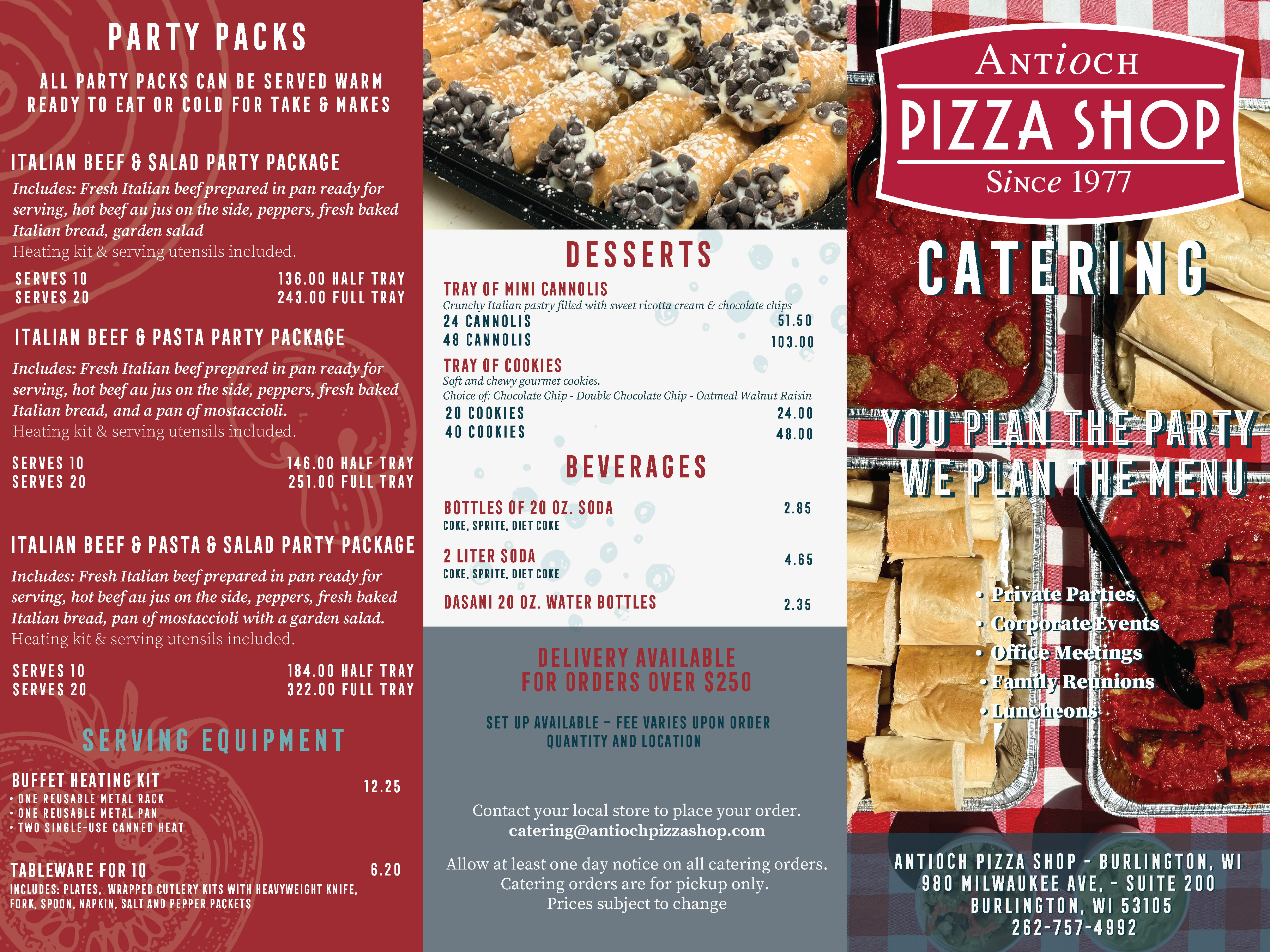 Burlington Catering Menu