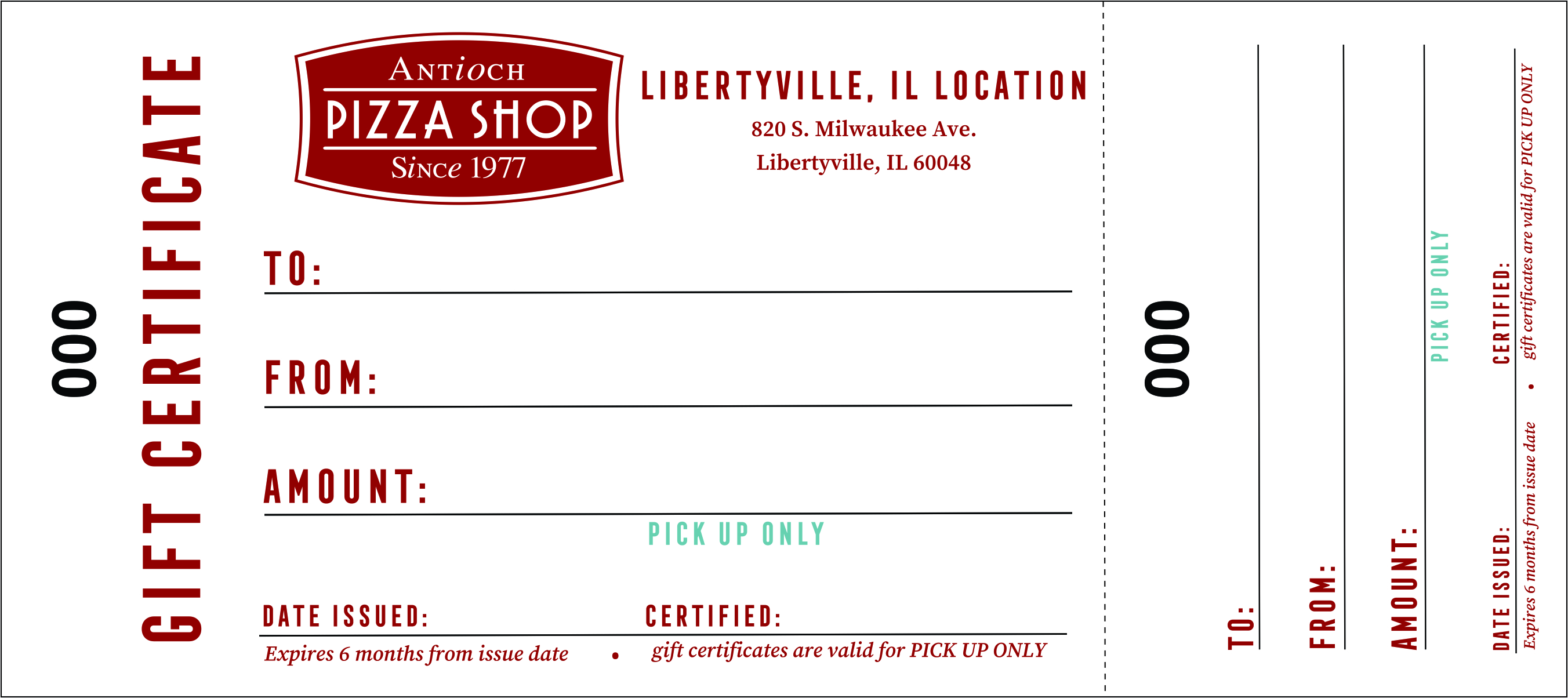 Libertyville Gift Certificates