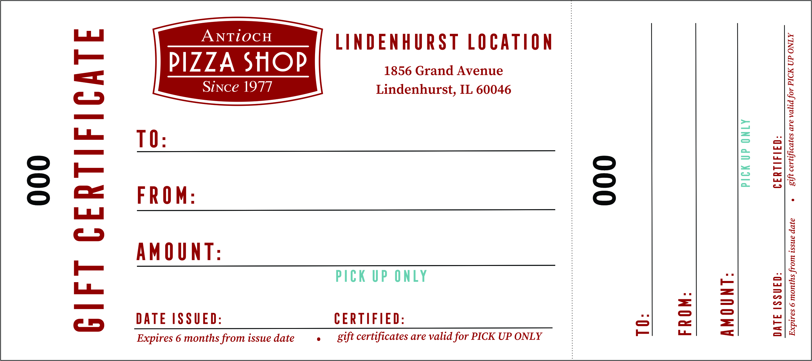 Lindenhurst Gift Certificates