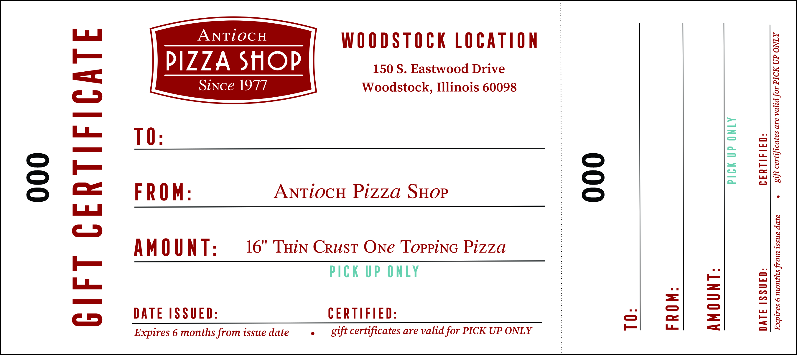 Woodstock Gift Certificates