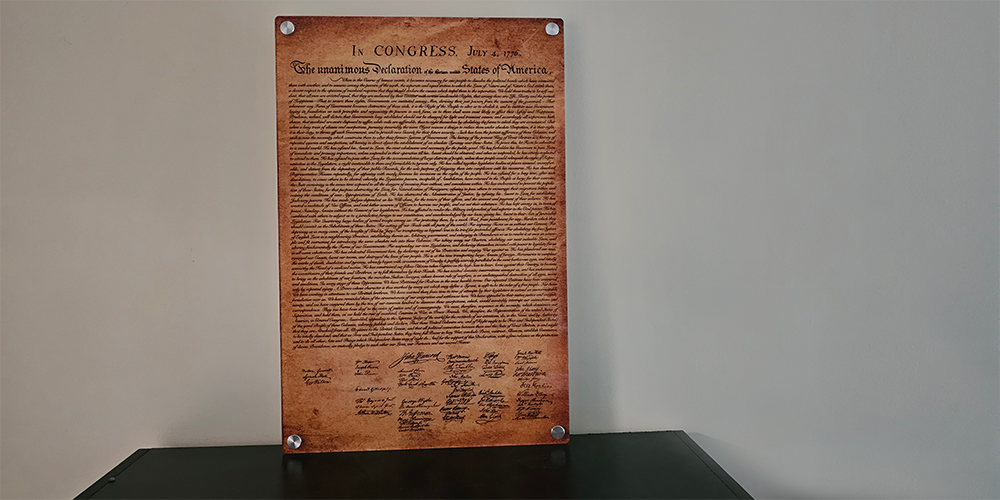 Acrylic Printed Sign of Declaration of Indpendence