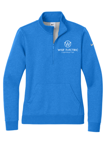 Ladies Nike Club Fleece Sleeve Swoosh 1/2-Zip